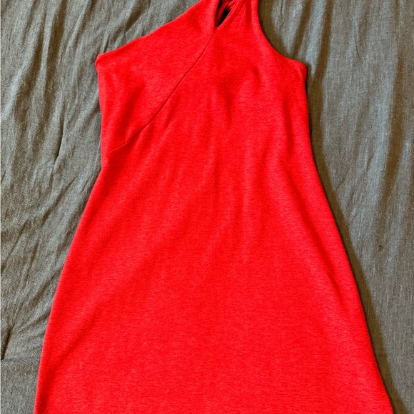 Beyond Yoga Spacedye Lost Your Mind Dress (One-Shoulder, Red Hot-Siren) - Picture 3 of 6